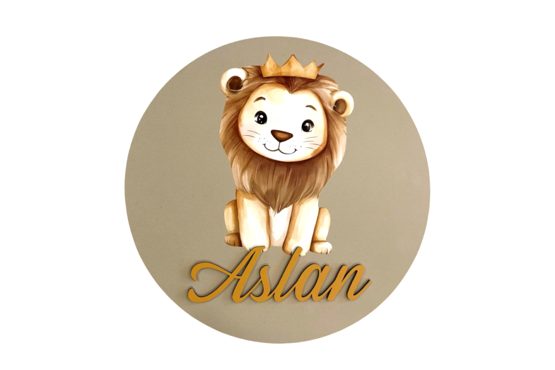 İsimli Aslanlı Ahşap Kapı Süsü İsimli Aslanlı Ahşap Kapı Süsü